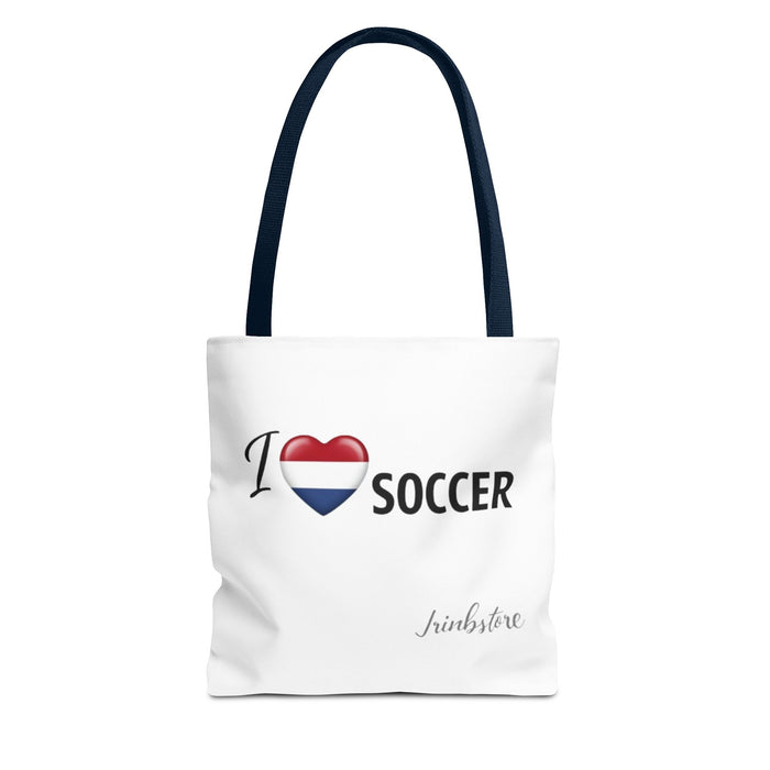 I Love Soccer Tote Bag — Heart Flag Design Soccer Fan Shopper