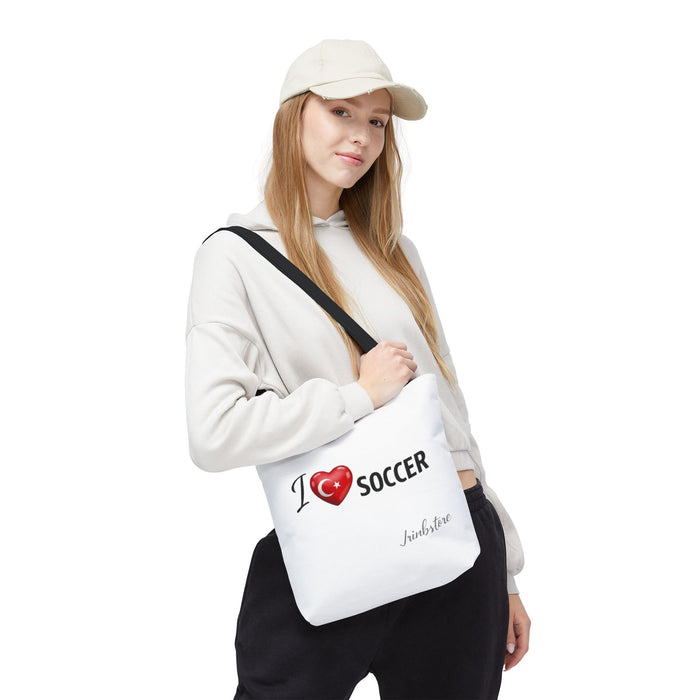 I  SOCCER Turkey Flag Tote Bag — Lightweight Game Day Canvas Tote