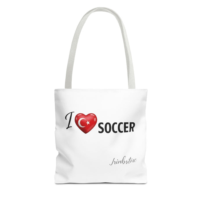 I  SOCCER Turkey Flag Tote Bag — Lightweight Game Day Canvas Tote