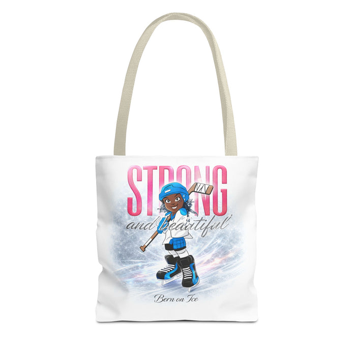 Strong and Beautiful Hockey Girl Tote Bag – Born on Ice Inspirational Sports Tote