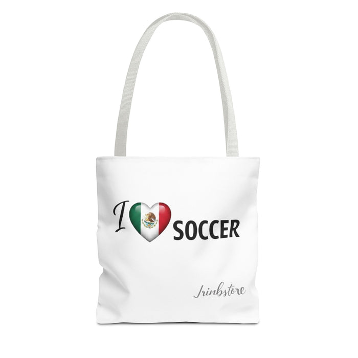 I  Soccer Tote Bag — Mexican Flag Heart Soccer Fans Gift