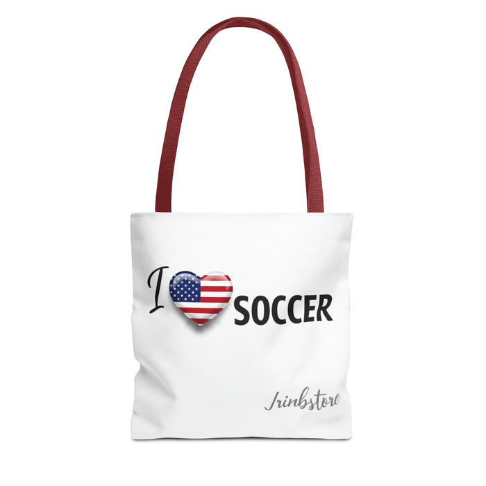 I Heart Soccer Tote Bag — USA Flag Heart Soccer Tote