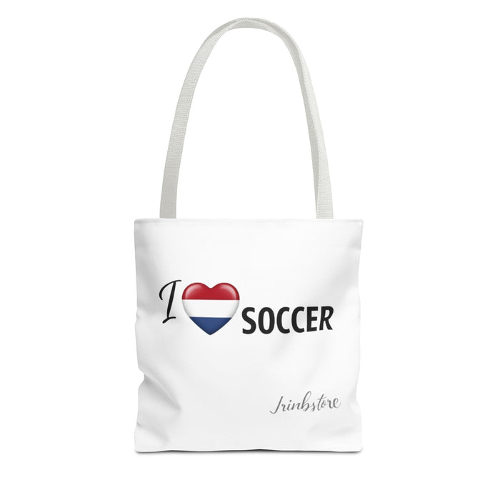 I Love Soccer Tote Bag — Heart Flag Design Soccer Fan Shopper