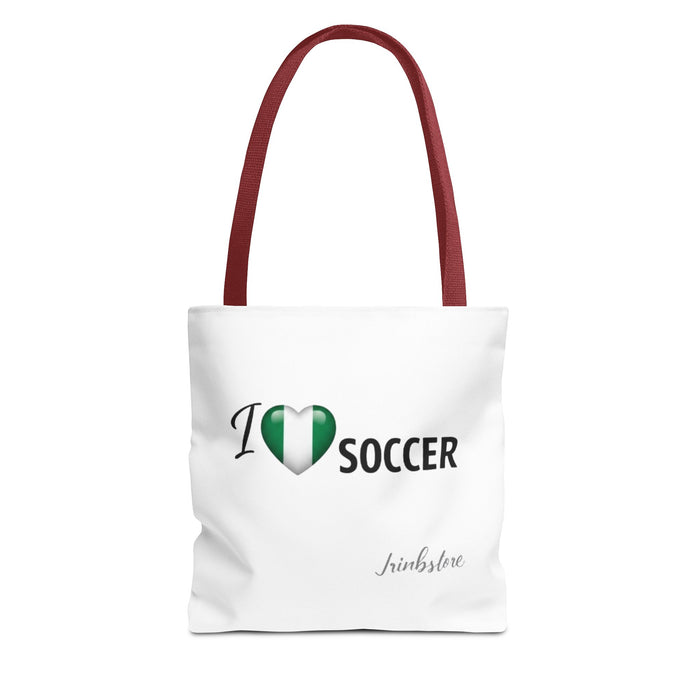 I Heart Soccer Tote Bag — Nigeria Flag Heart Soccer Fan Tote